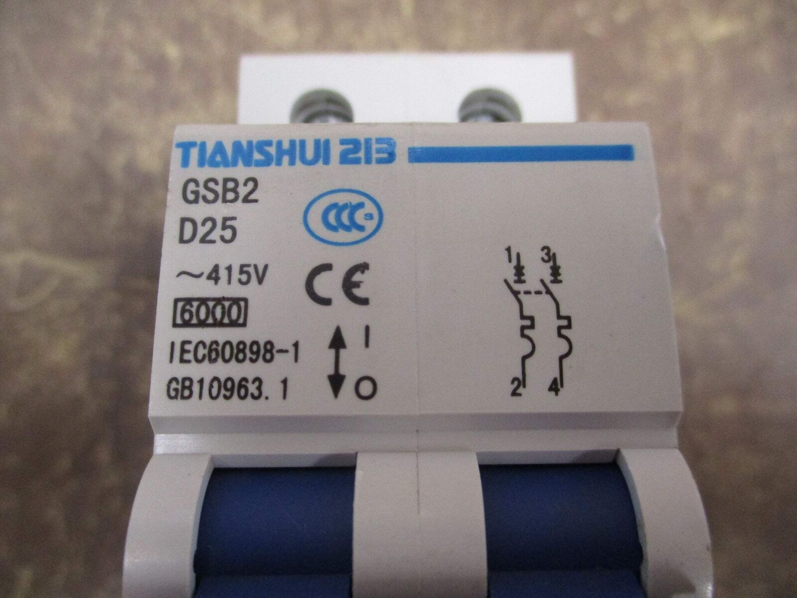 Tianshui 213 Circuit Breaker GSB2 D25 25A 415V 2P Used