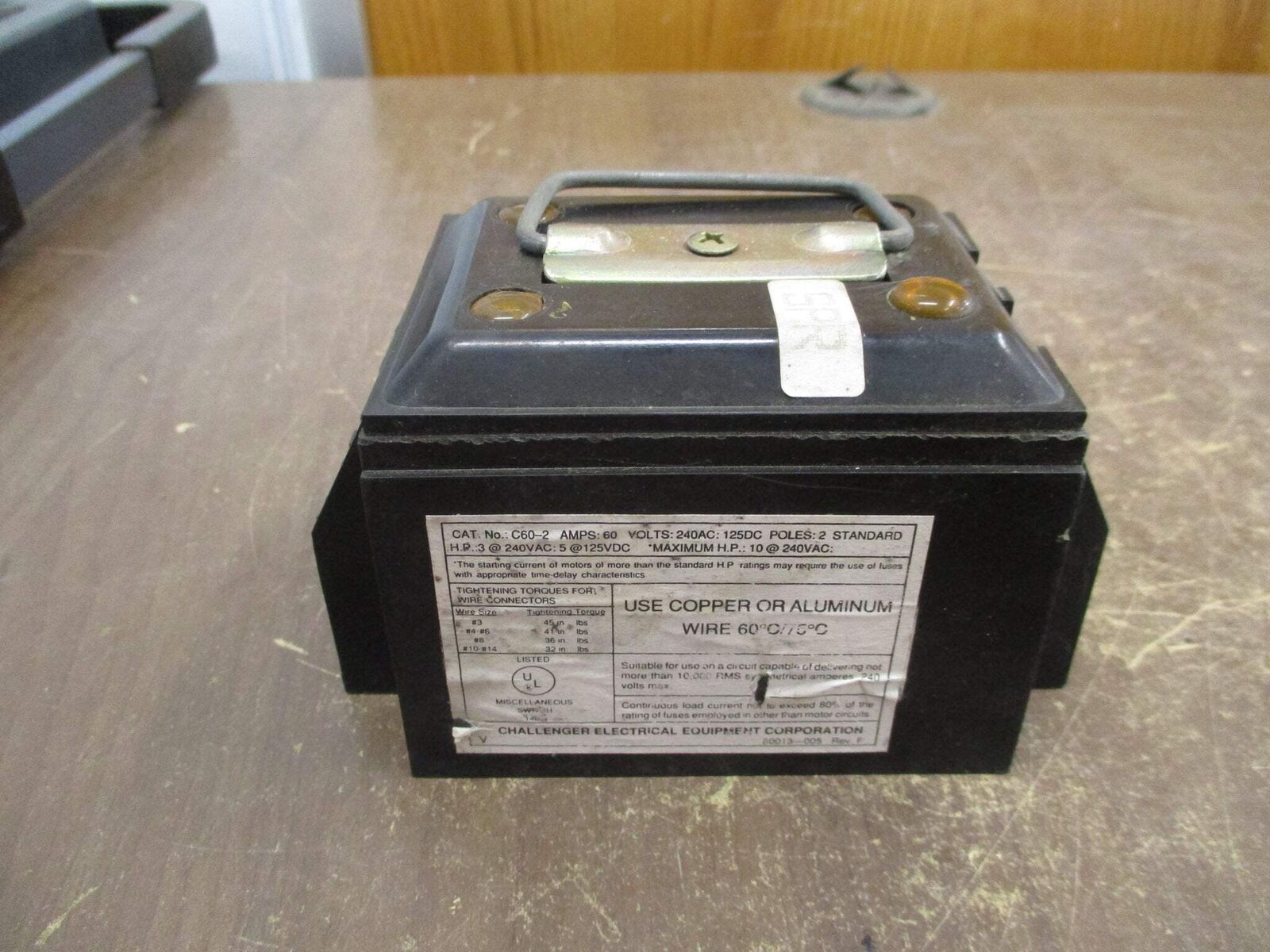 Challenger Pullout Switch C60-2 60A 240V 2P Used