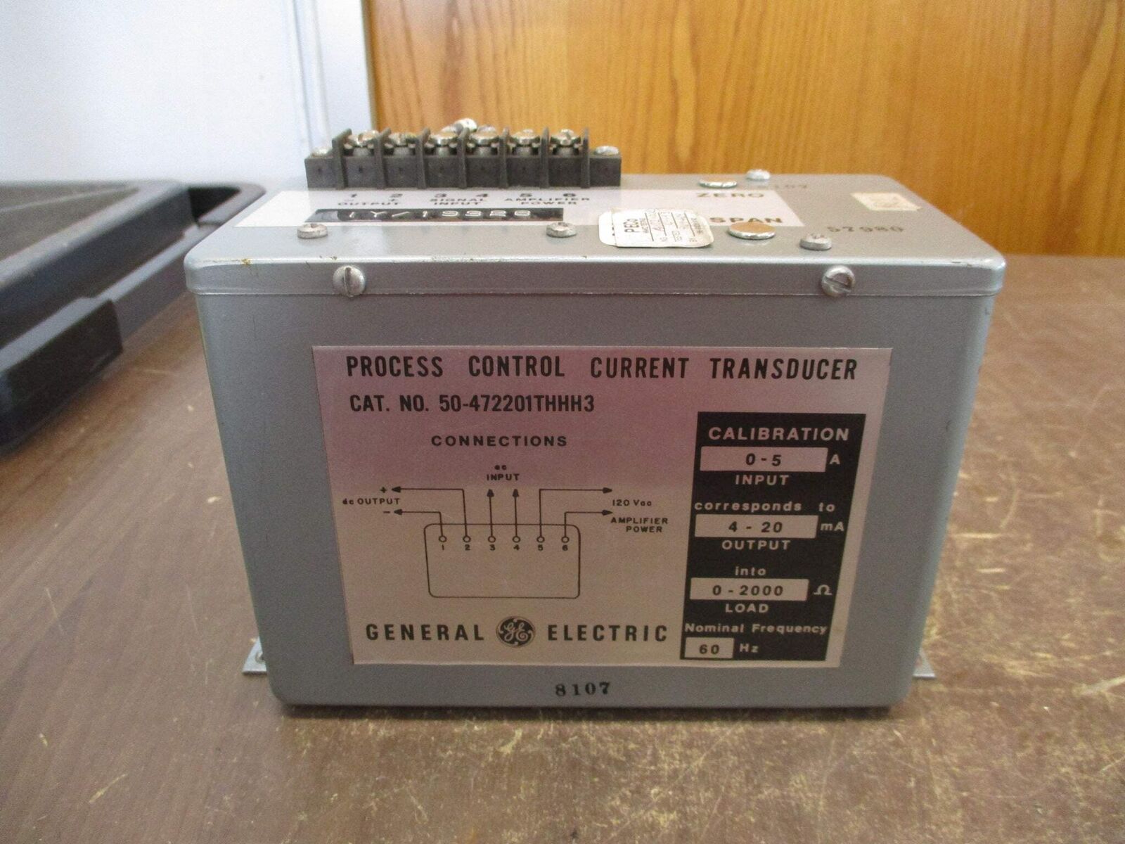 GE Process Control Current Transducer 50-472201THHH3 Input: 0-5A 60Hz Used