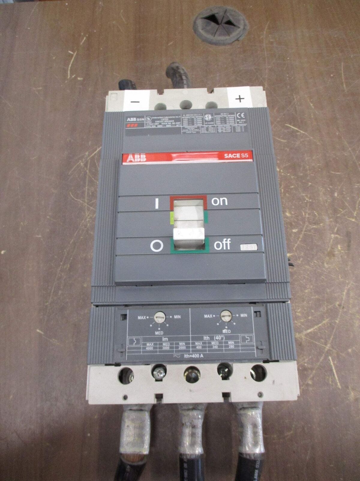 ABB SACE S5 Circuit Breaker S5N 400 400A 600V 3P *No Trip Cover* Used