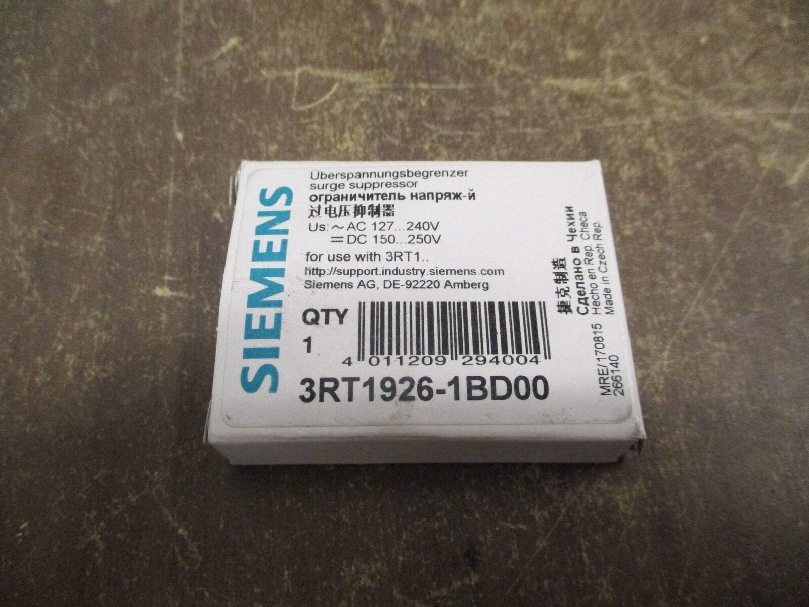 Siemens Surge Suppressor 3RT1926-1BD00 127-240VAC 150-250VDC New Surplus