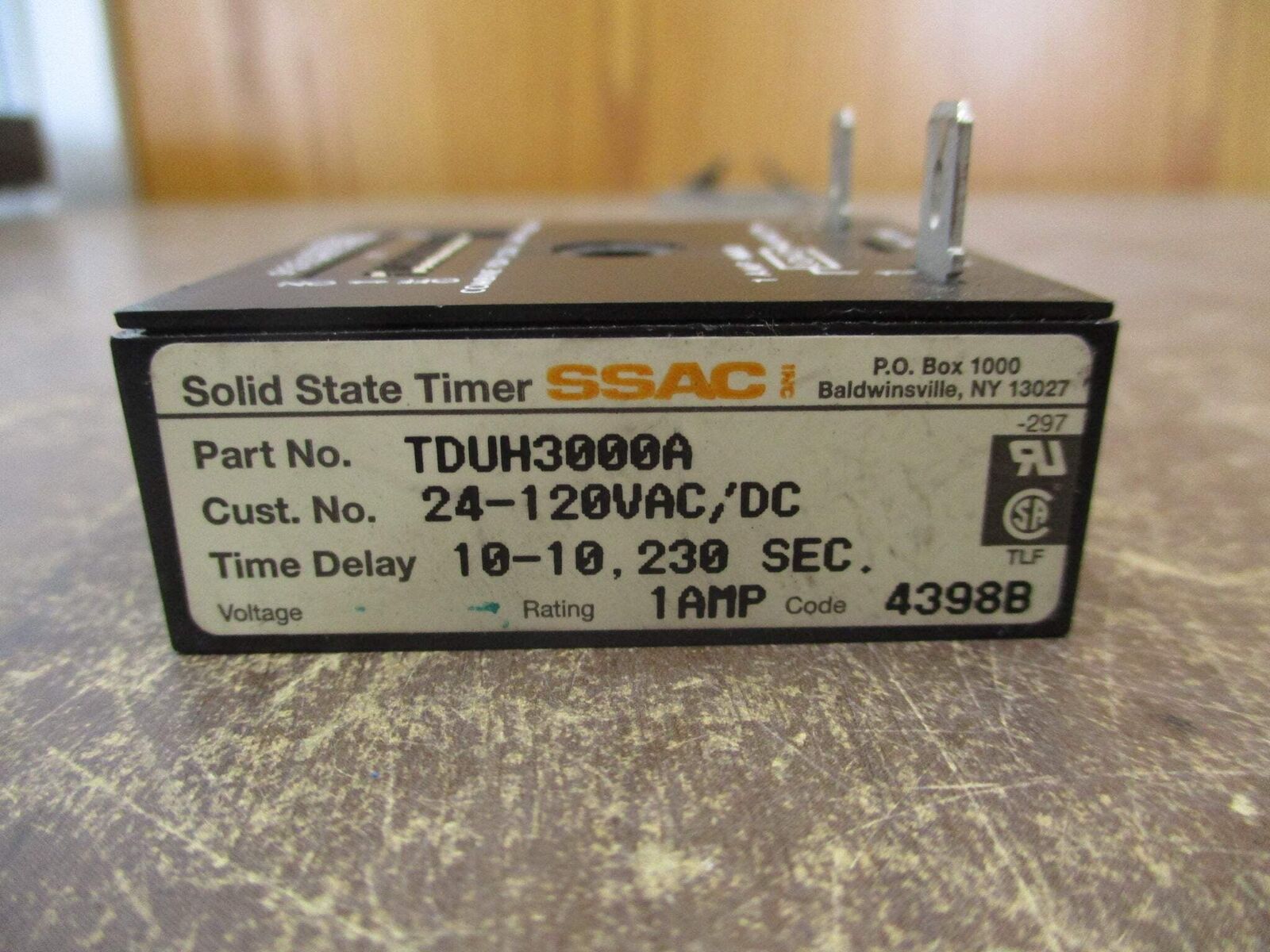 SSAC Solid State Timer TDUH3000A 24-120VAC/DC Delay: 10-10,230 Sec Used
