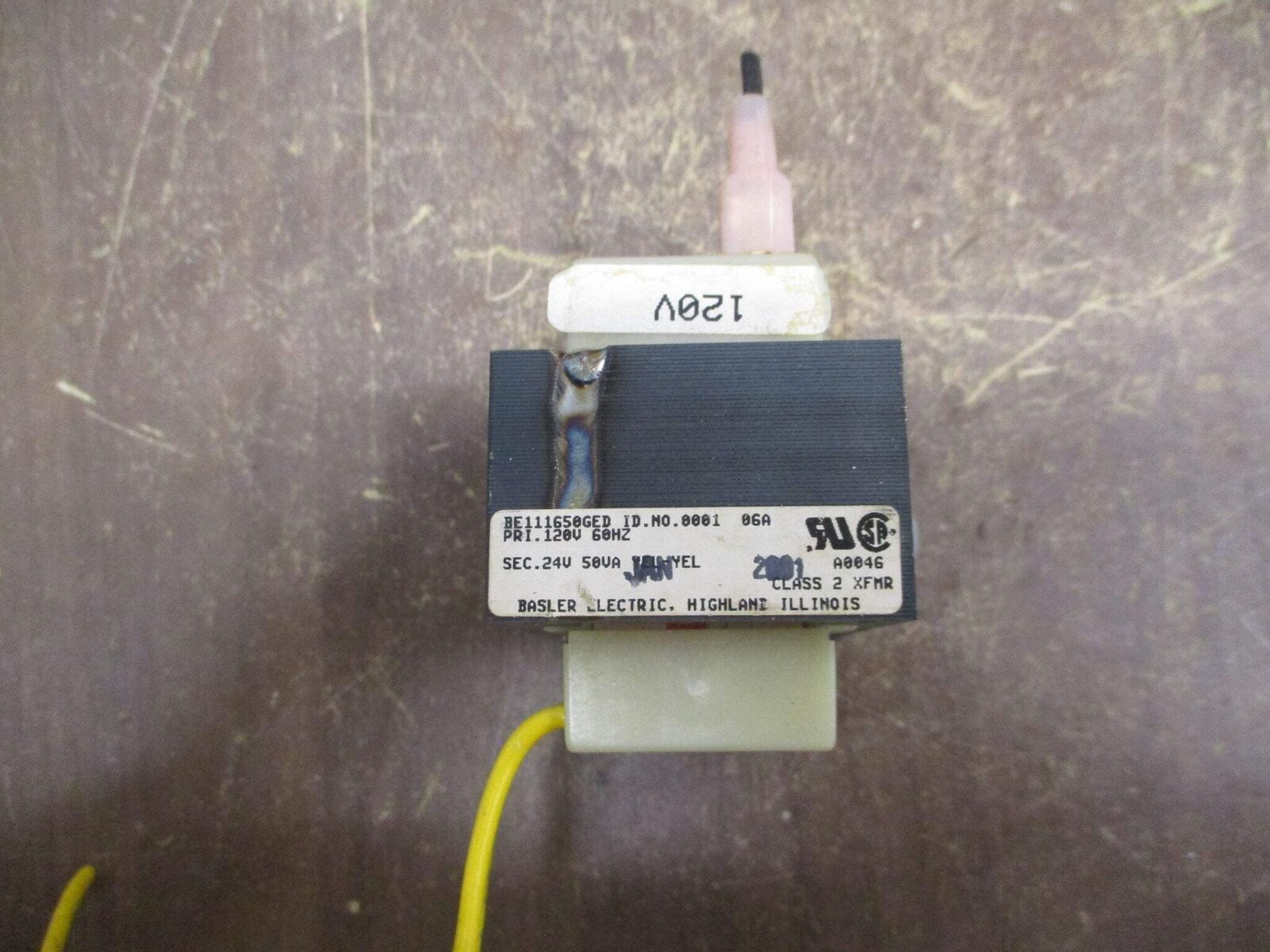 Basler Electric Transformer BE111650GED 50VA Pri: 120V Sec: 24V 60Hz Used