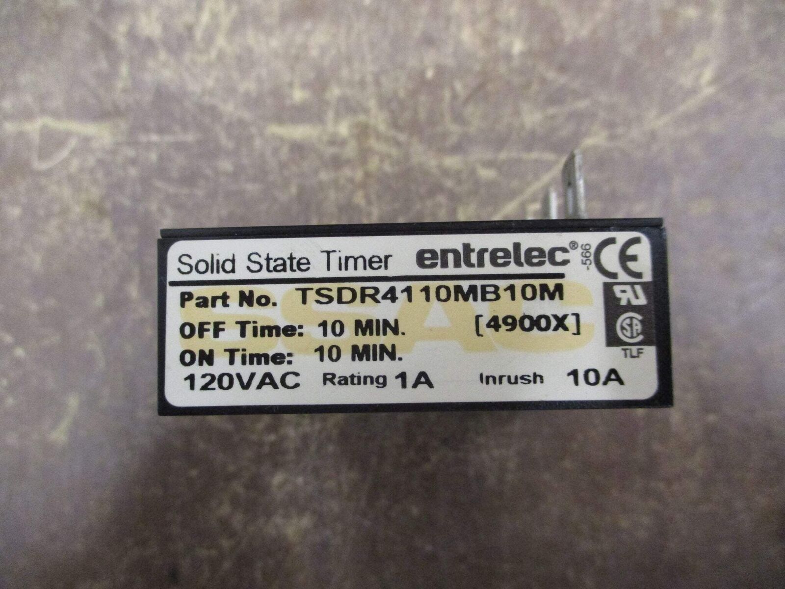 Entrelec Solid State Timer TSDR4110MB10M 120VAC On Time: 10min Used