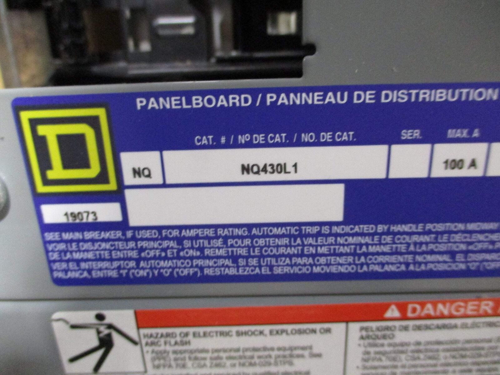 Square D NQ Panelboard Interior NQ430L1 100A 240V 3Ph 4W 30-Slot New Surplus