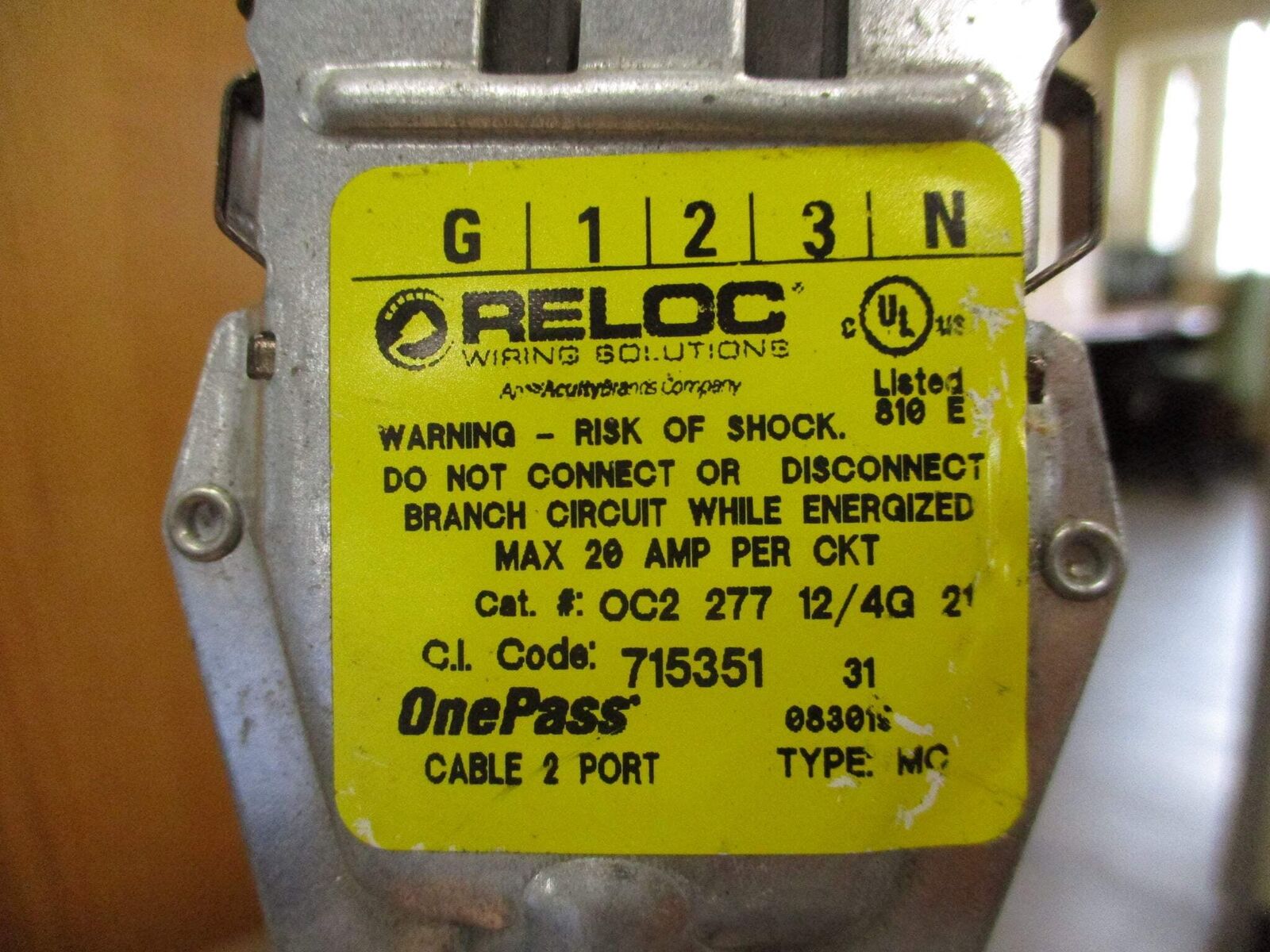 Reloc OnePass 2-Port Cable OC2 277 12/4G 21 Used