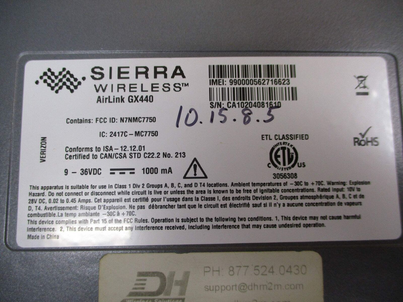 Sierra Wireless AirLink Cellular Modem Intelligent Gateway GX440 9-36VDC