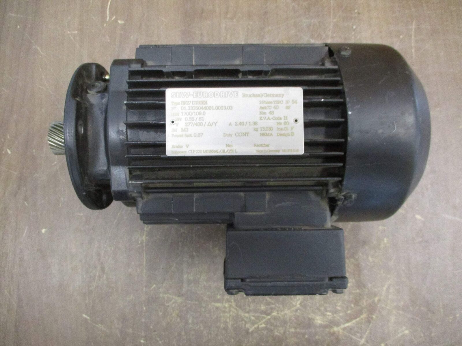Sew-Eurodrive Motor RF27 DT80K4 3/4HP 1800RPM 277/480V 2.40/1.38A 3Ph 60Hz Used