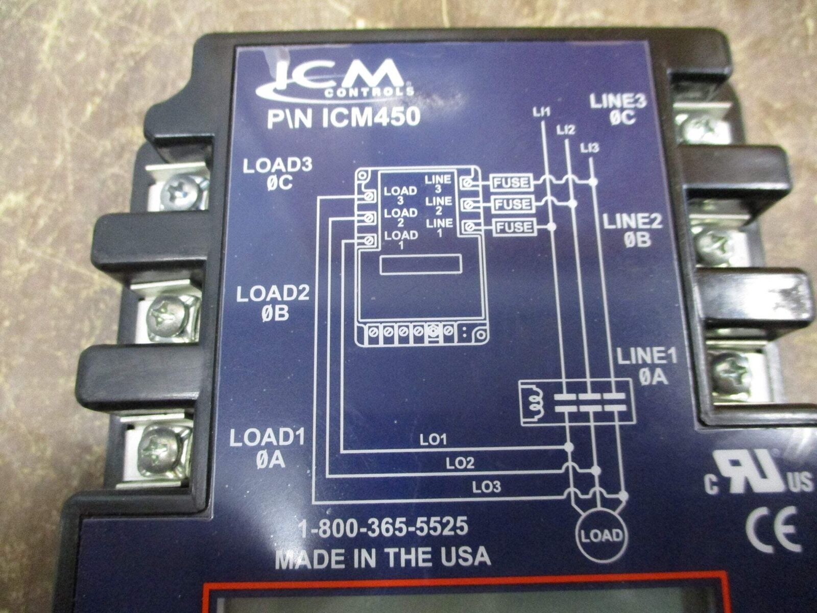 ICM Controls Three Phase Voltage Monitor ICM450 190-630V 50-60Hz Used