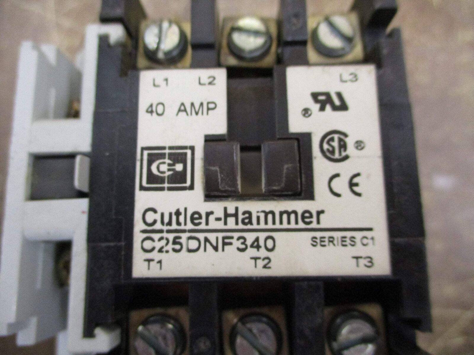 Cutler-Hammer Contactor C25DNF340 Ser. C1 120V Coil 40A w/ Aux Contact Used