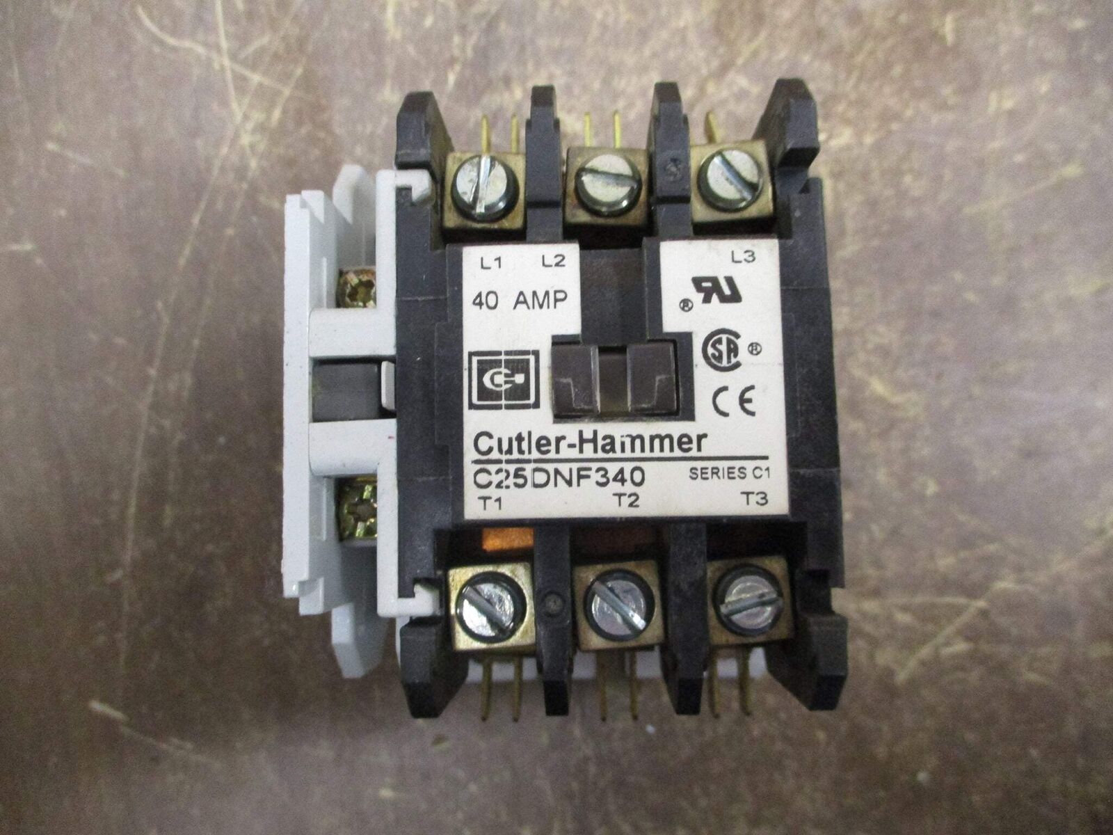 Cutler-Hammer Contactor C25DNF340 Ser. C1 120V Coil 40A w/ Aux Contact Used