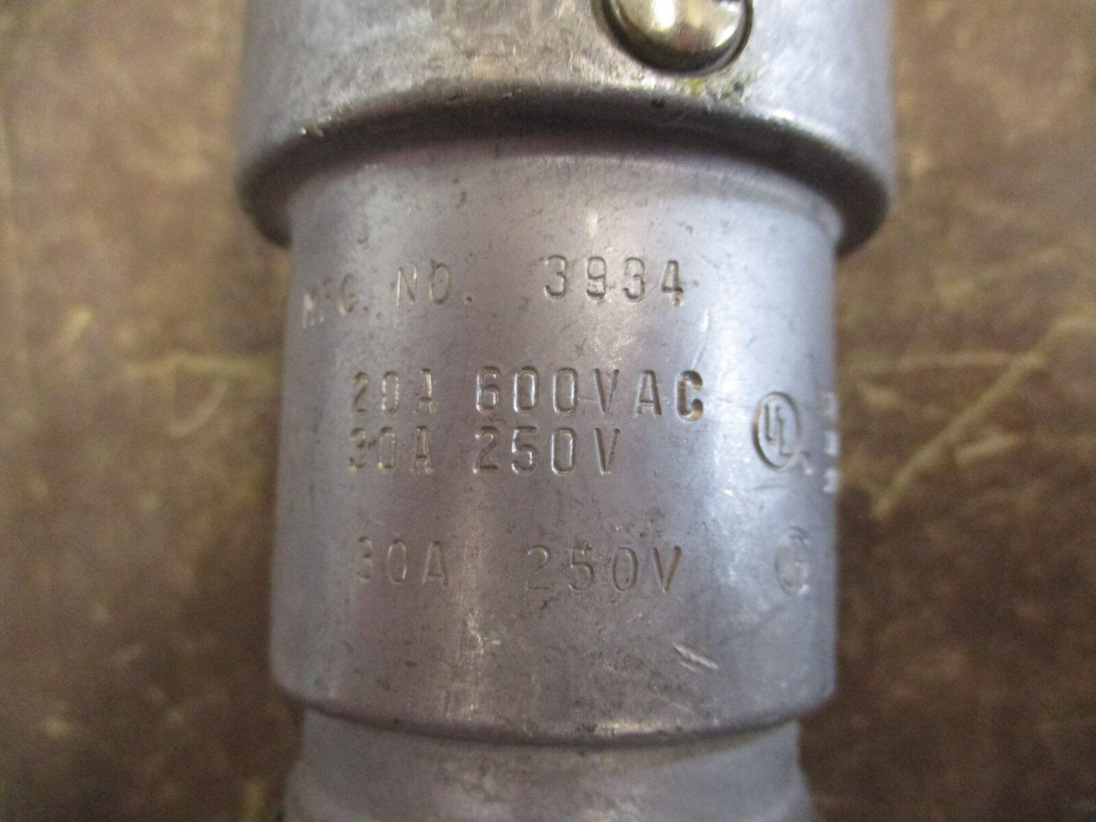 RussellStoll Connector w/ Wire End 3934 20A-600V 30A-250V 3P 4W Used