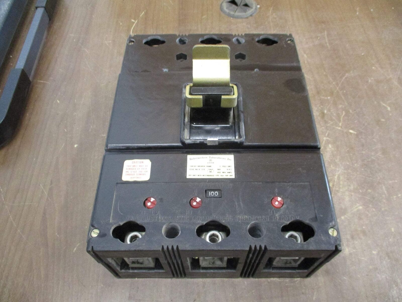 Westinghouse Circuit Breaker 100A Trip 600V 3P Used