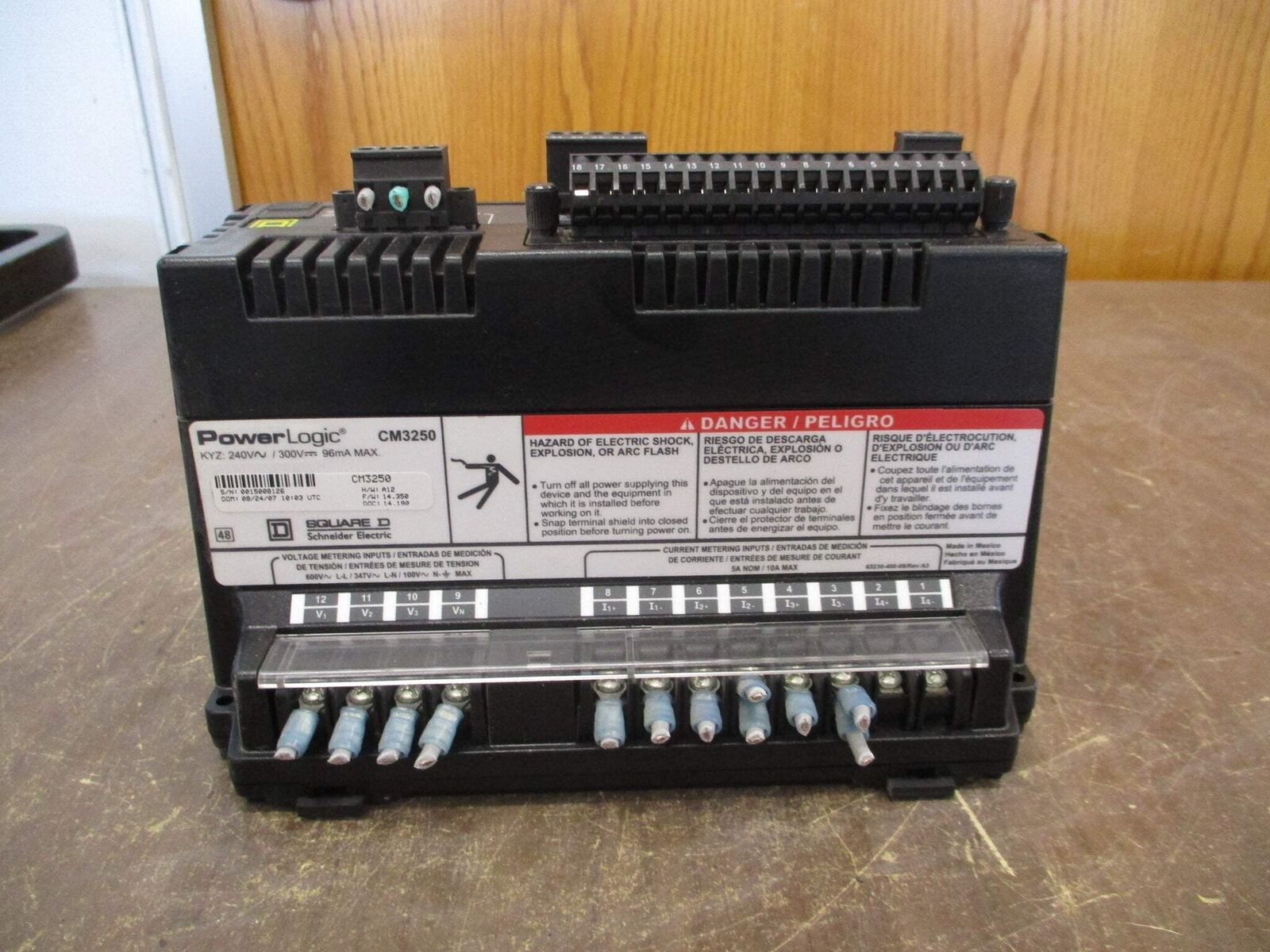 Square D PowerLogic Circuit Monitor CM3250 H/W Rev. A12 F/W Rev. 14.350 Used