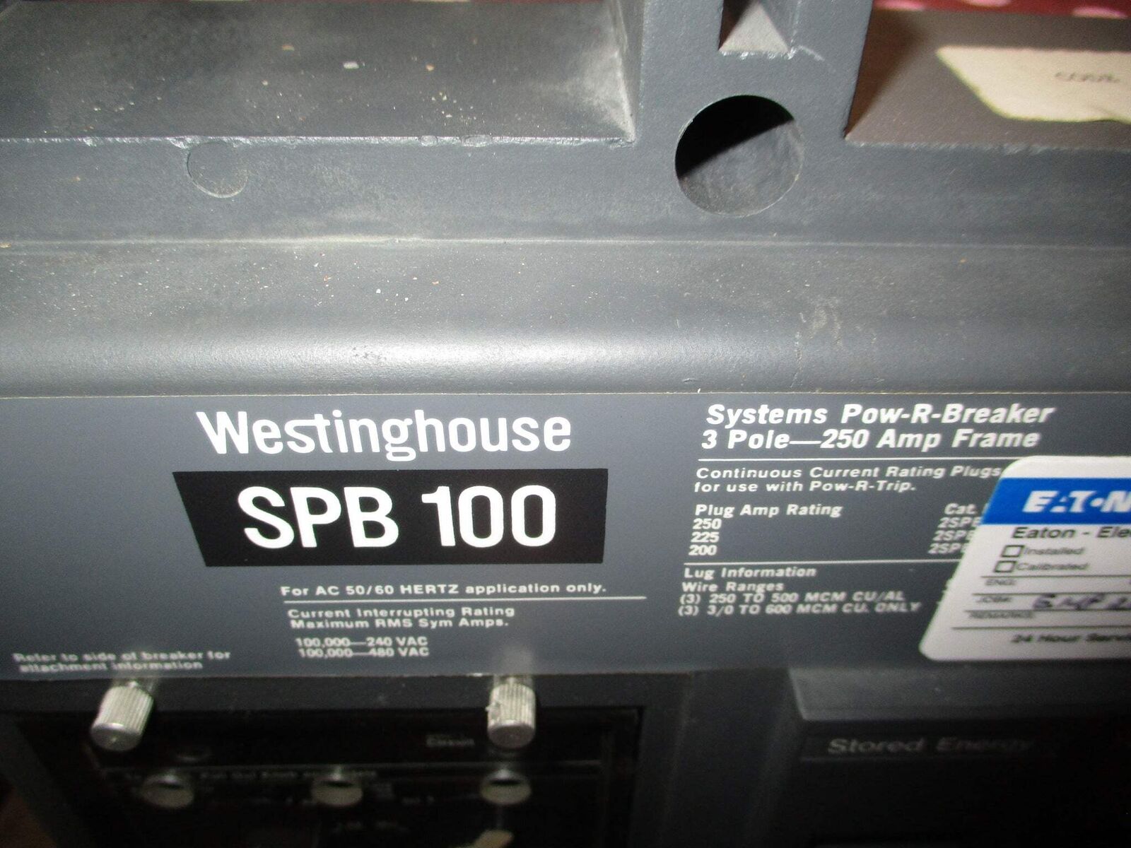 Westinghouse Circuit Breaker SPB 100 250A Frame 225A Plug 3P Used