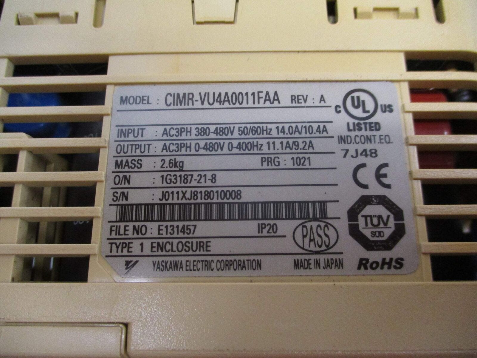Yaskawa V1000 AC Drive CIMR-VU4A0011FAA 7.5HP 3Ph *Missing Cover Screw* Used