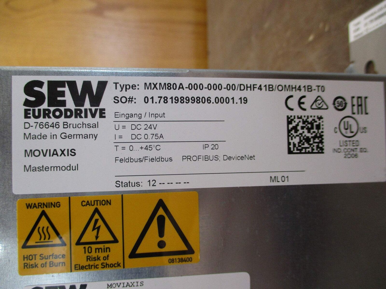 Sew-Eurodrive Moviaxis Servo Drive Master Module MXM80A-000-000-00/DHF41B Used