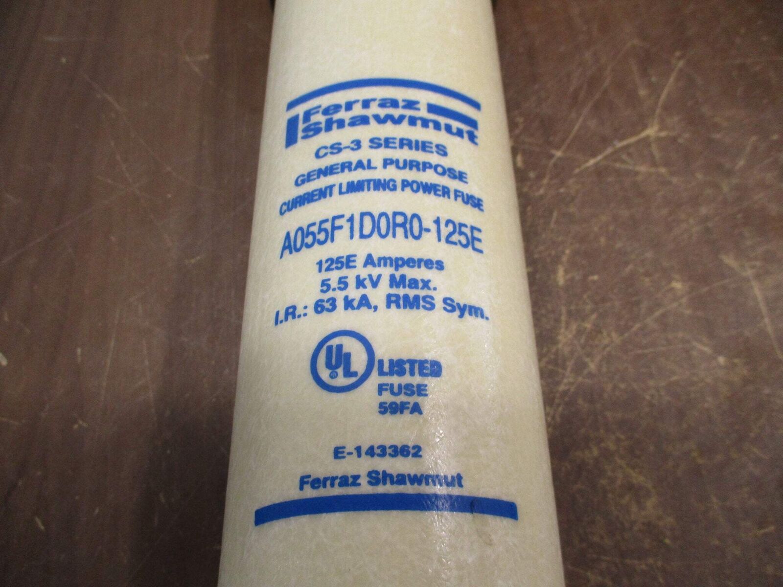 Ferraz Shawmut CS-3 Amp-Trap Fuse A055F1D0R0-125E 5.5kV 125E New Surplus