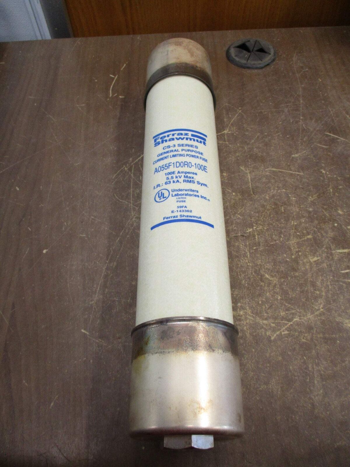 Ferraz Shawmut CS-3 Amp-Trap Fuse A055F1D0R0-100E 5.5kV 100E New Surplus