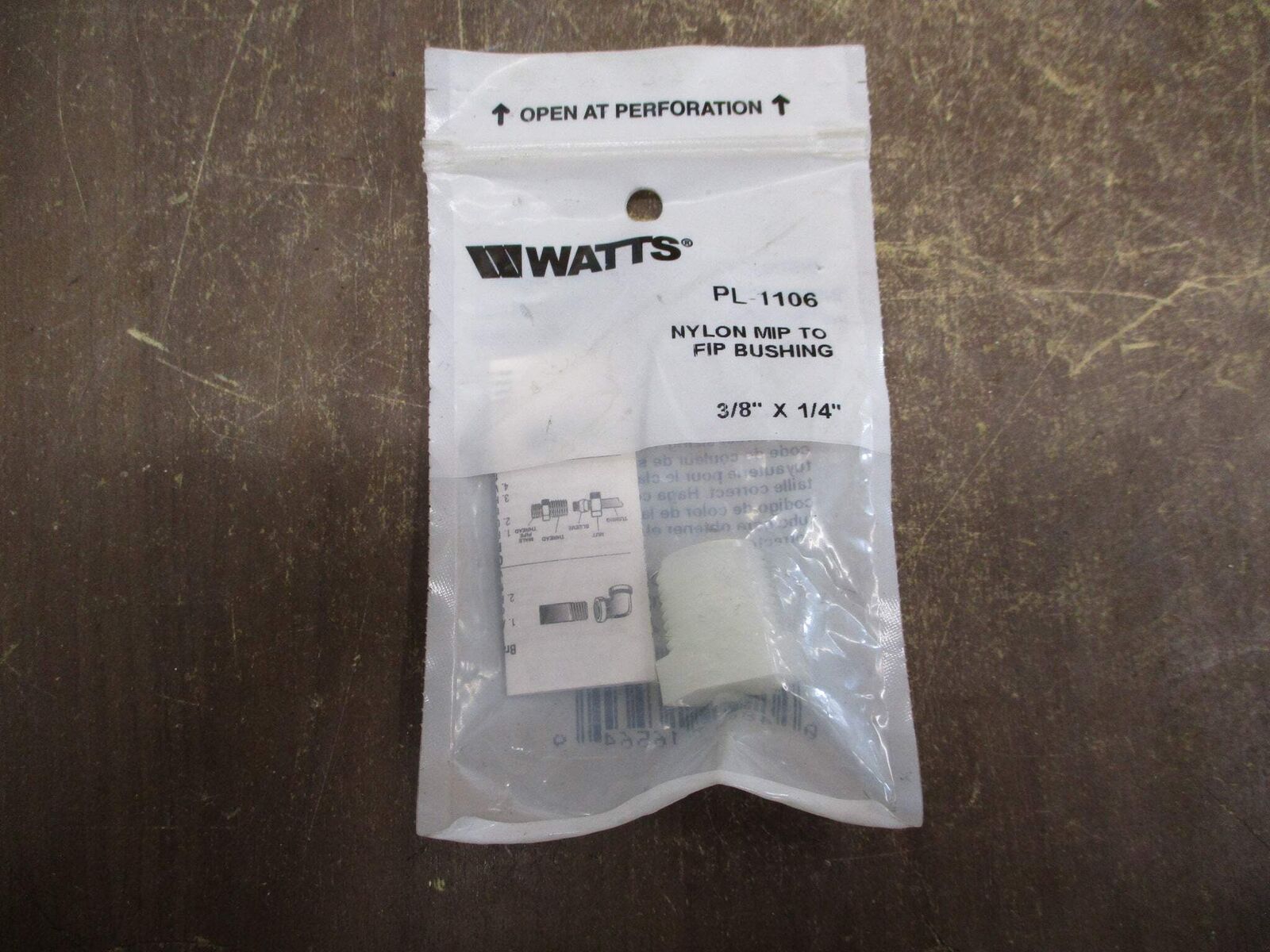 Watts Nylon MIP to FIP Bushing PL-1106 3/8" to 1/4" New Surplus