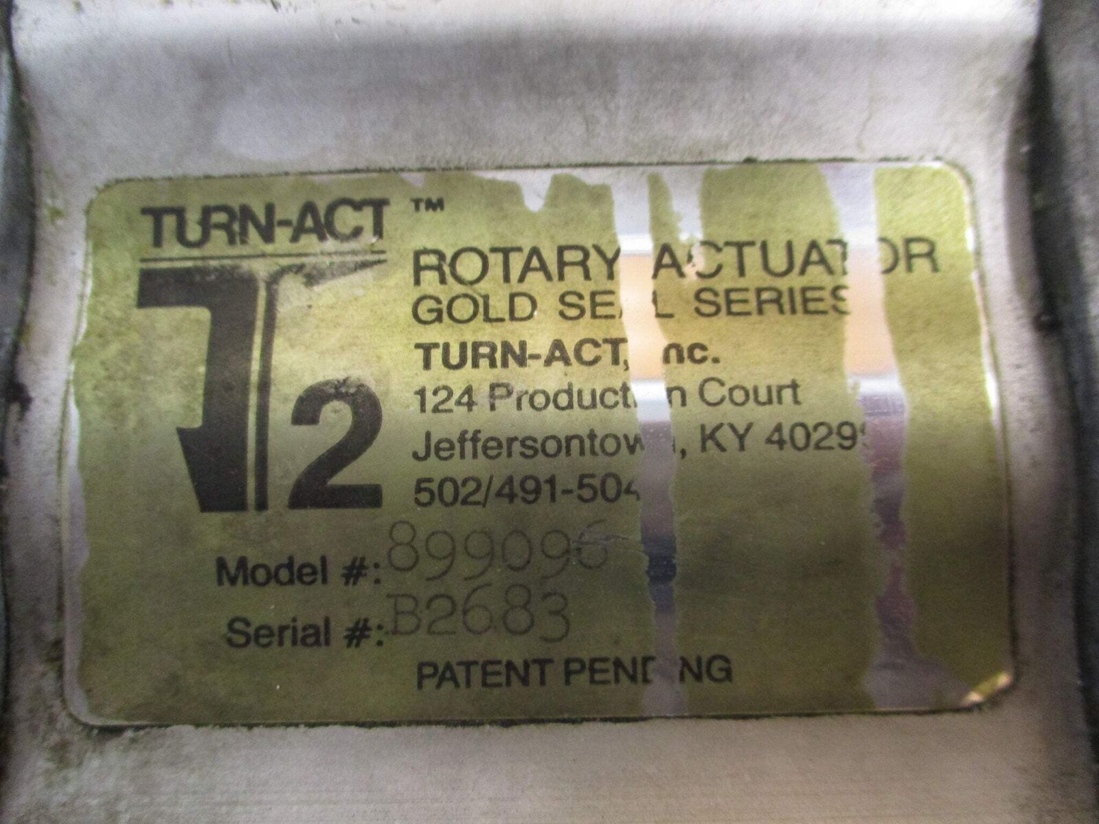 Turn-Act Rotary Actuator w/ Valve 899096 Used