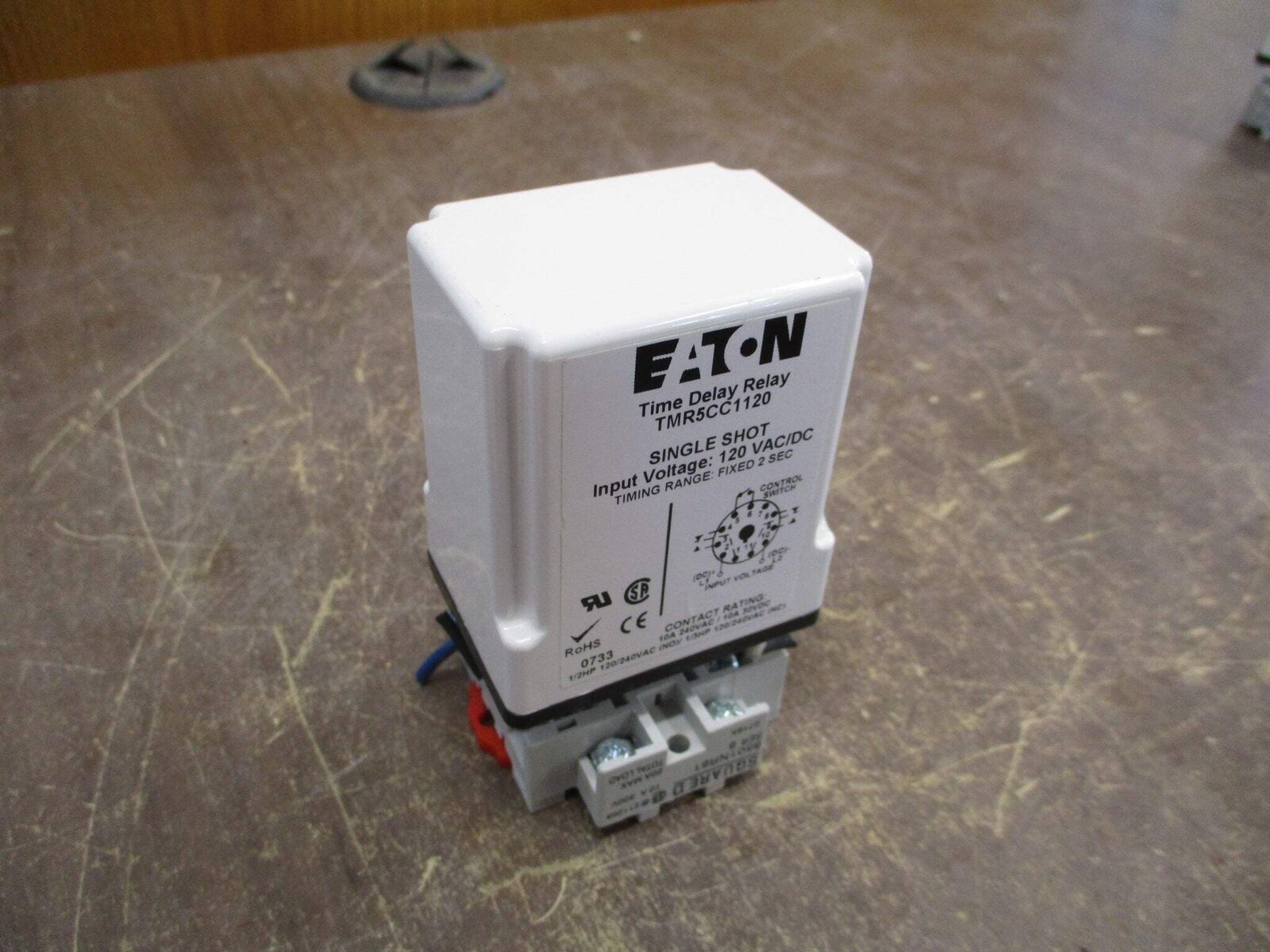 Eaton Time Delay Relay TMR5CC1120 120V AC/DC Delay: Fixed 2 Sec. w/ Base Used