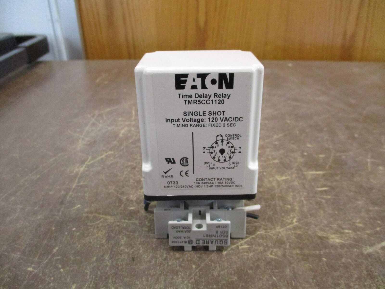 Eaton Time Delay Relay TMR5CC1120 120V AC/DC Delay: Fixed 2 Sec. w/ Base Used