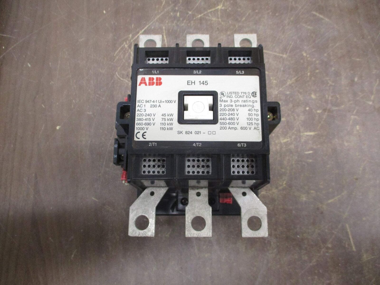 ABB Contactor EH 145 24VDC Coil 200A 600V Used