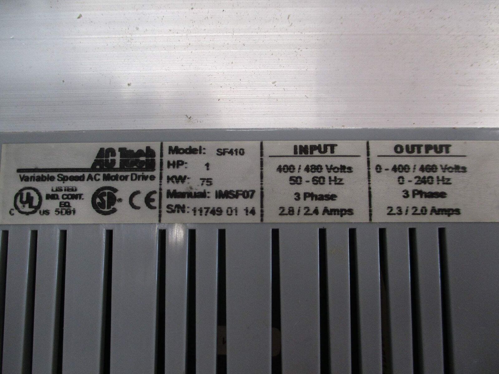 AC Tech SCF Series AC Drive SF410 1HP 3Ph Used