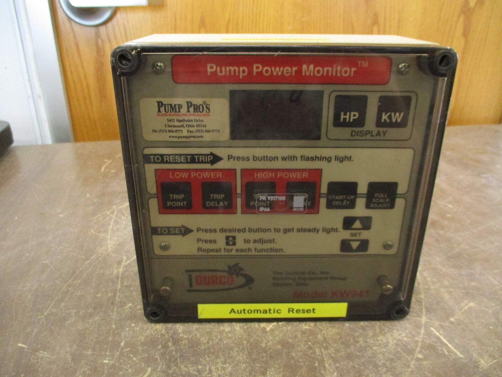 Flowserve Pump Power Monitor AY56930B 110-120V 60Hz Used