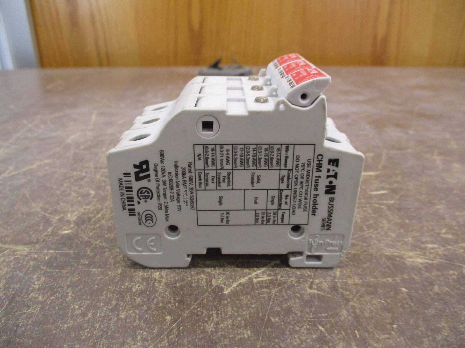 Eaton Bussmann Fuse Holder CHM3 30A 600V 3P Used