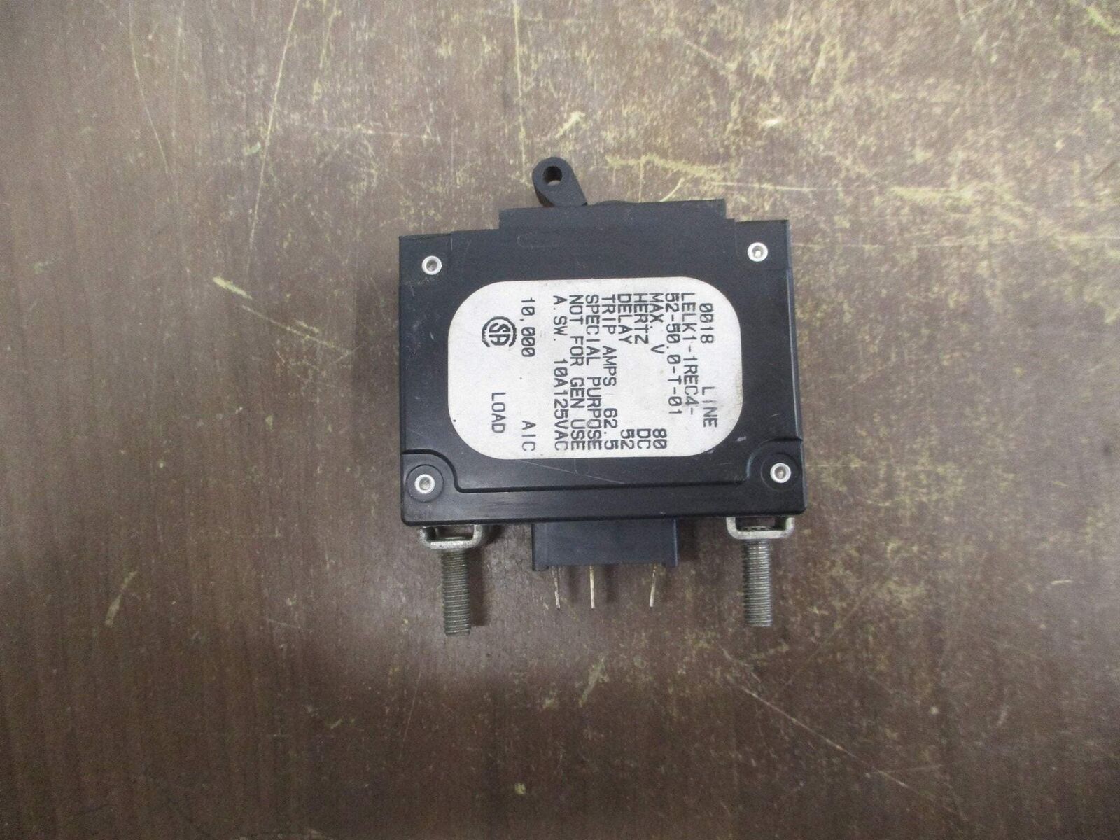 Airpax DC Circuit Breaker LELK1-1REC4-52-50.0-T-01 62.5A 80VDC 1P Used