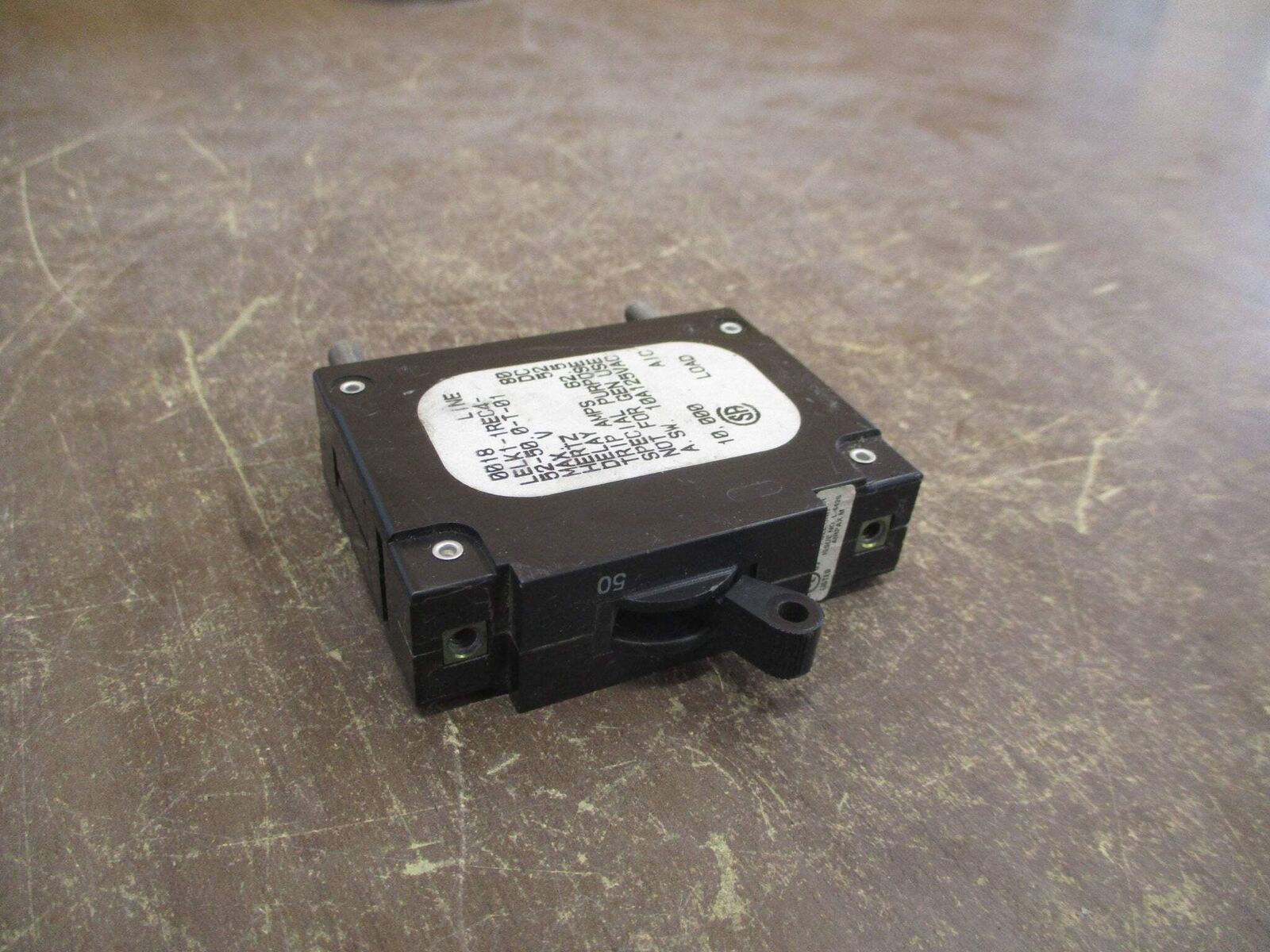 Airpax DC Circuit Breaker LELK1-1REC4-52-50.0-T-01 62.5A 80VDC 1P Used