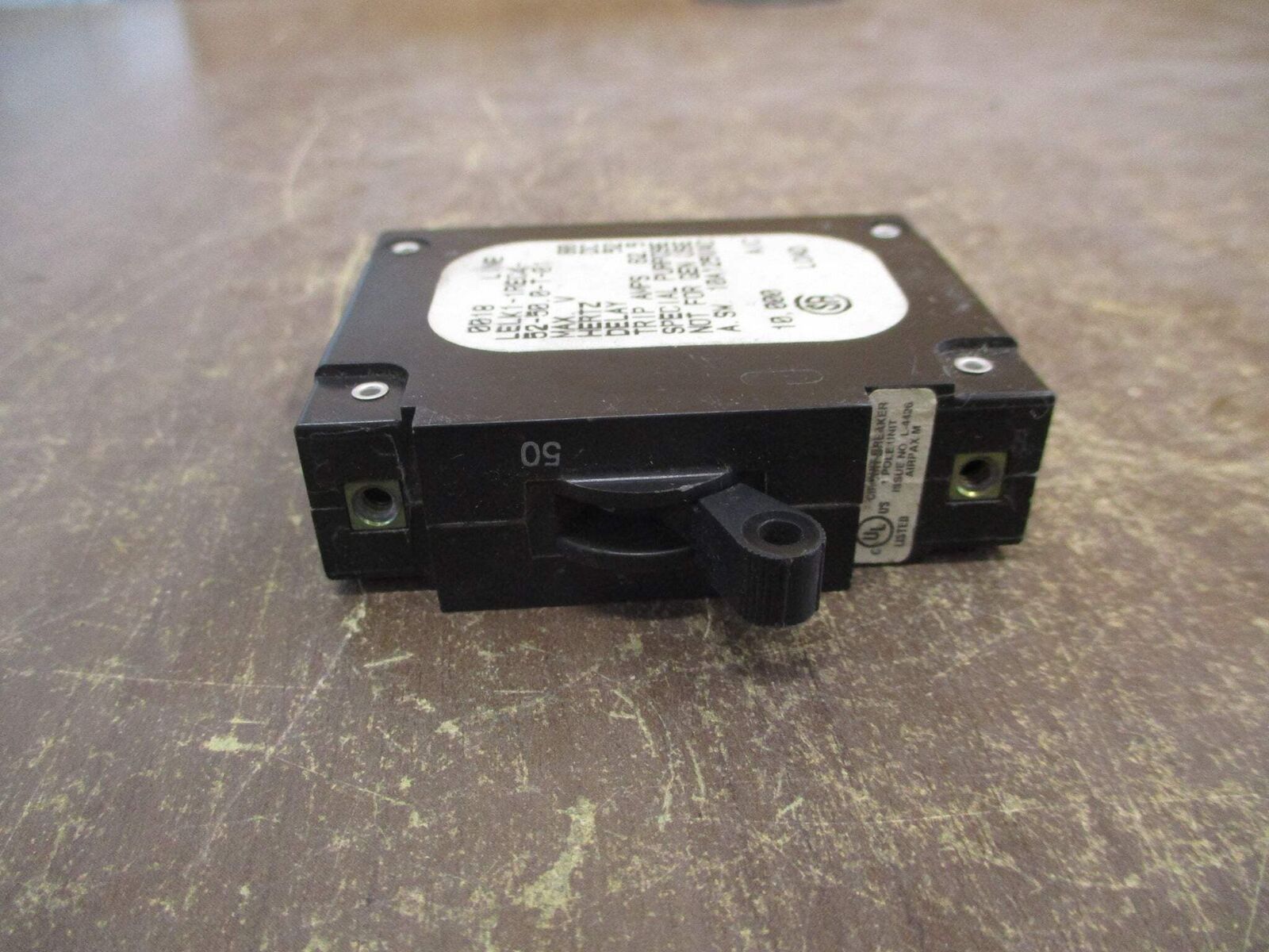 Airpax DC Circuit Breaker LELK1-1REC4-52-50.0-T-01 62.5A 80VDC 1P Used