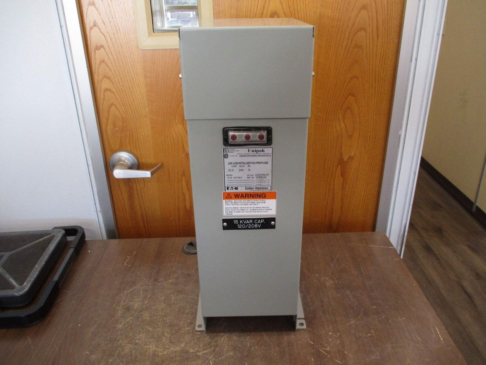 Eaton Unipak Capacitor 22X23PMURF 22.5KVAR 240V 3Ph 60Hz Used