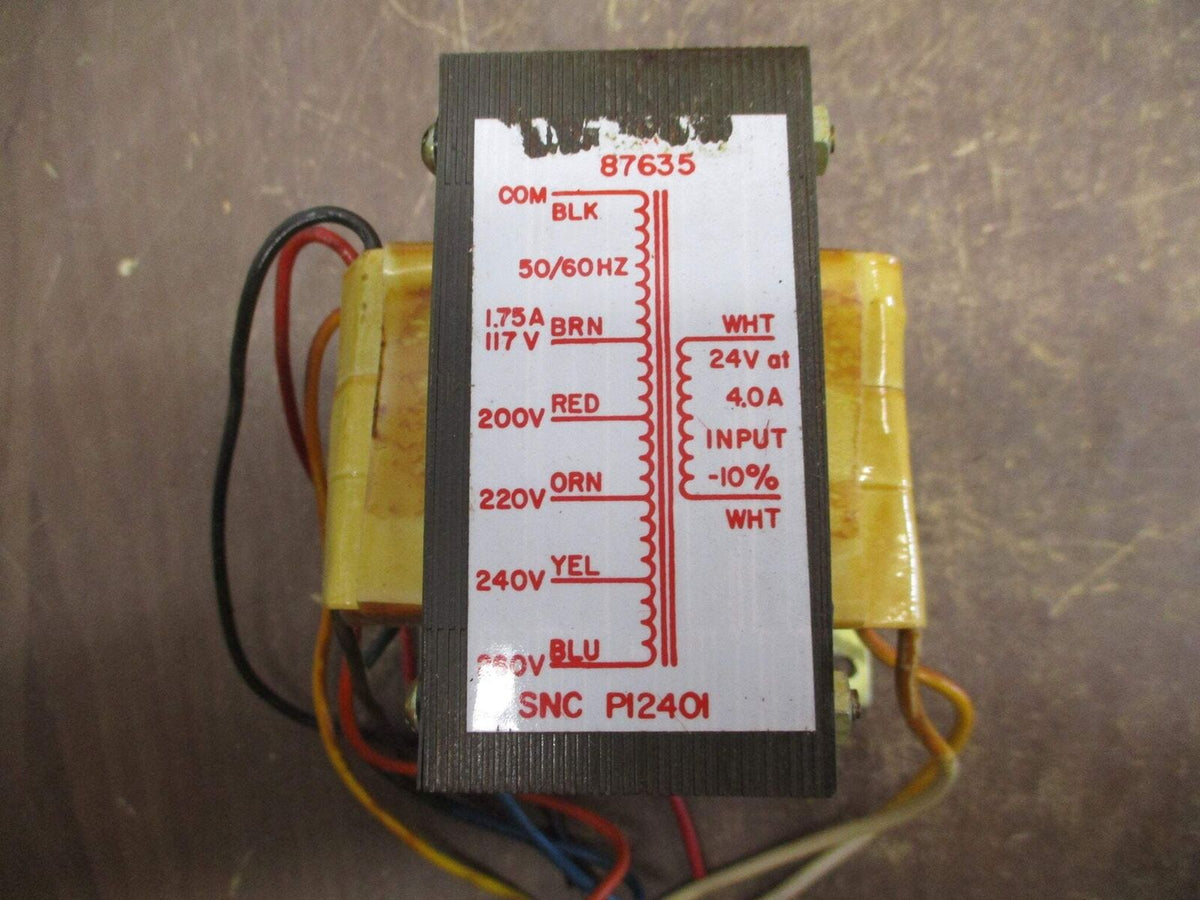 SNC Transformer P12401 87635 Pri: 117/200/220/240/260V Sec: 24V 50/60Hz Used