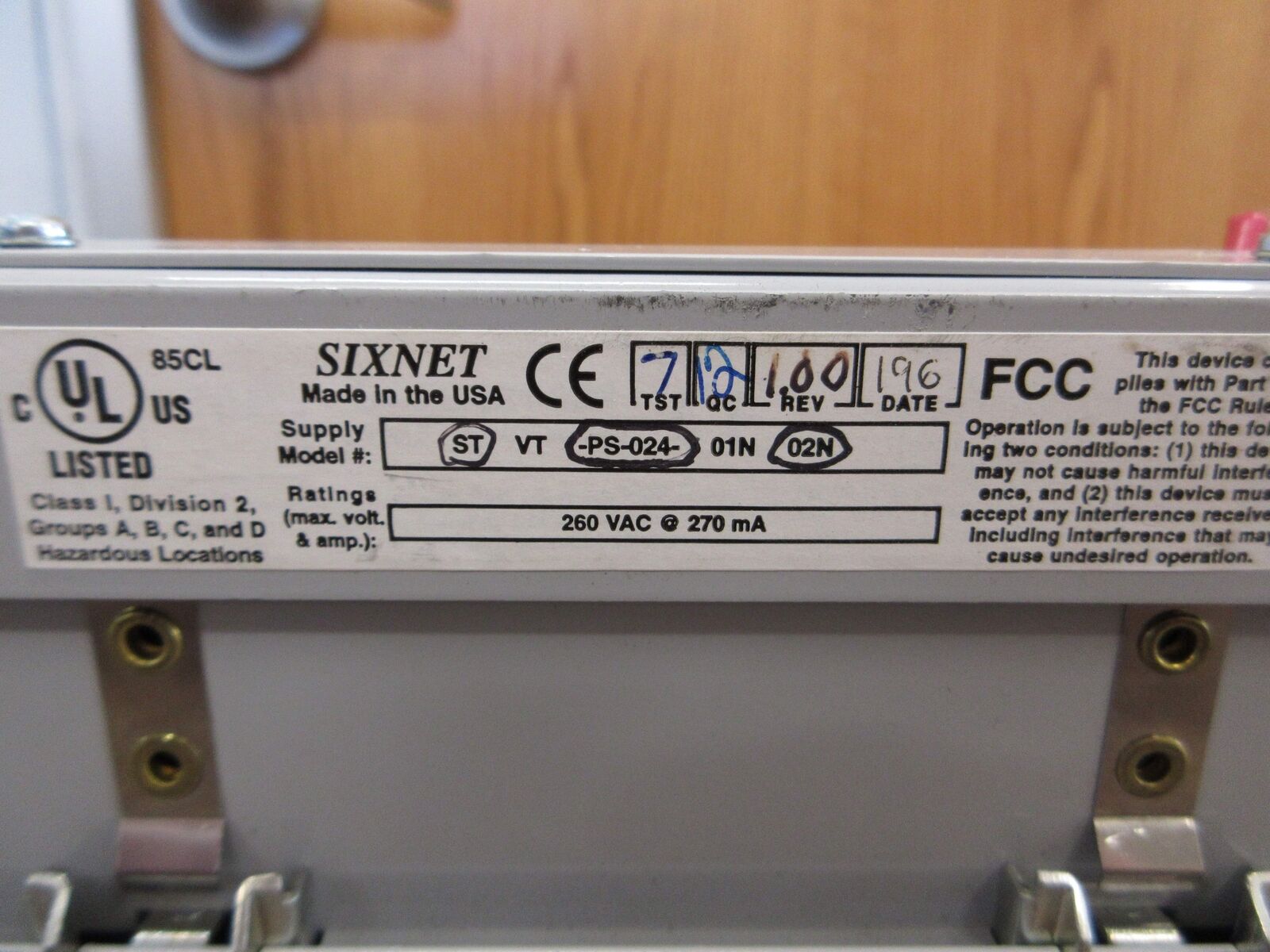 Sixnet Sixtrack Power Supply ST-PS-024-02N Output: +24 VDC 50W Max Used