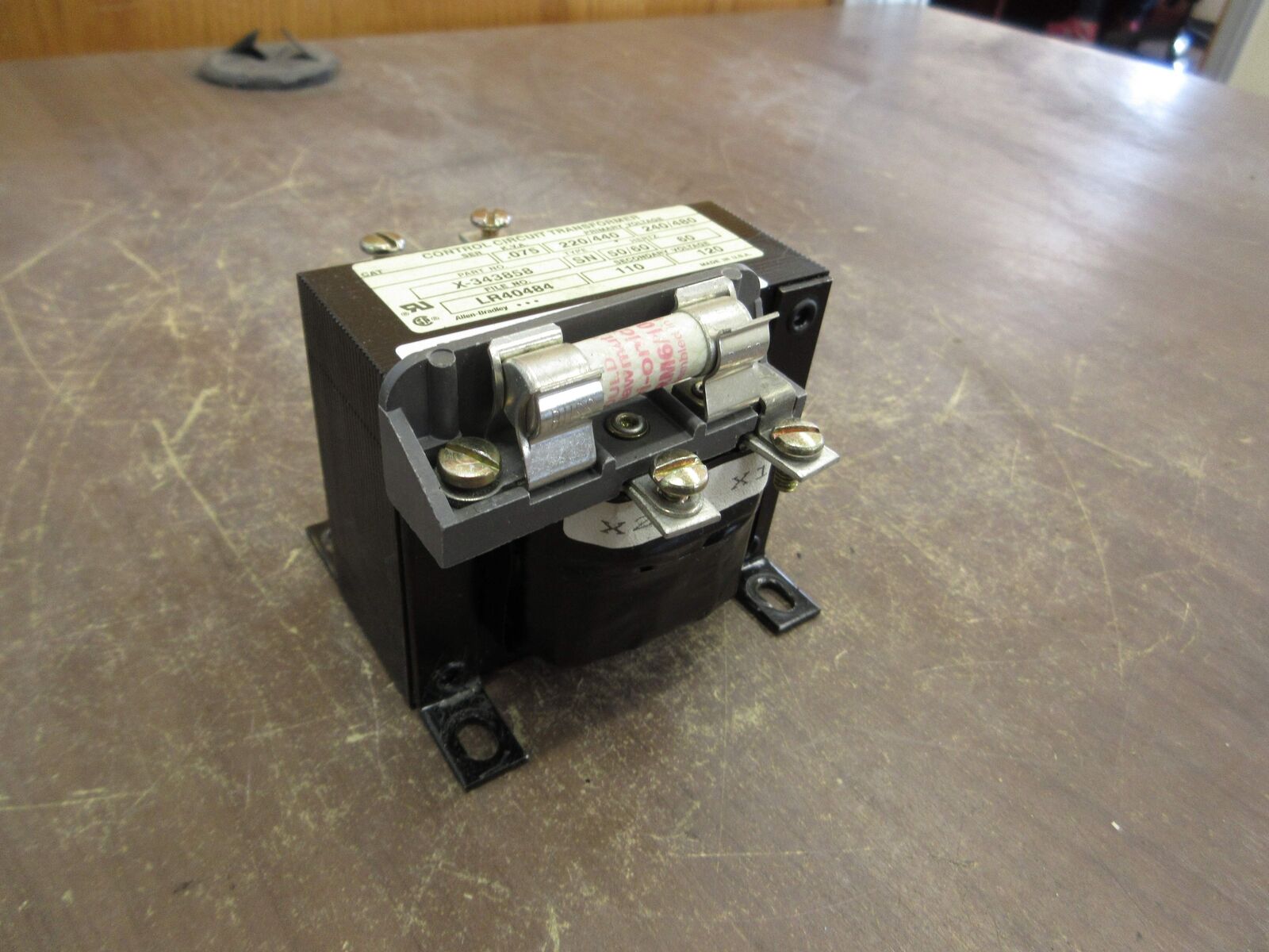 Allen-Bradley Transformer X-343858 0.075KVA Pri: 240/480V Sec: 120V Used