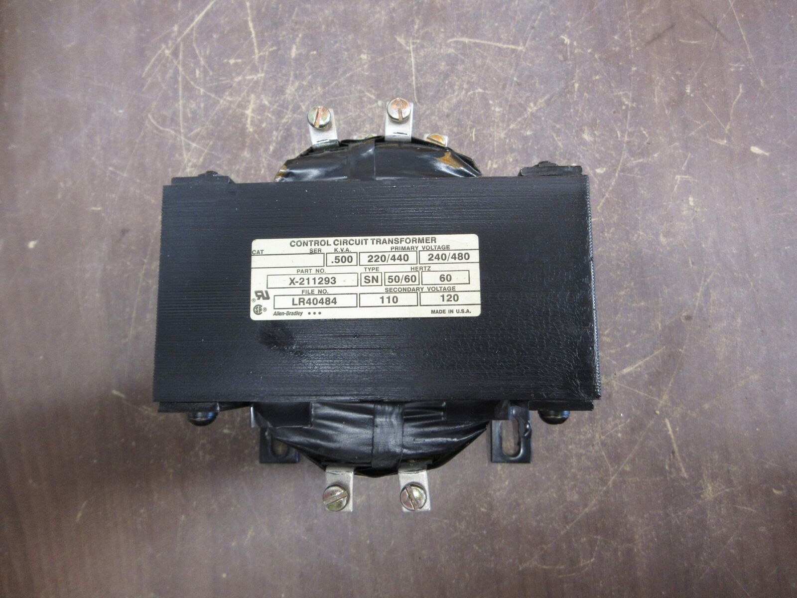 Allen-Bradley Transformer X-211293 0.500kVA Pri: 240/480V Sec: 120V Used