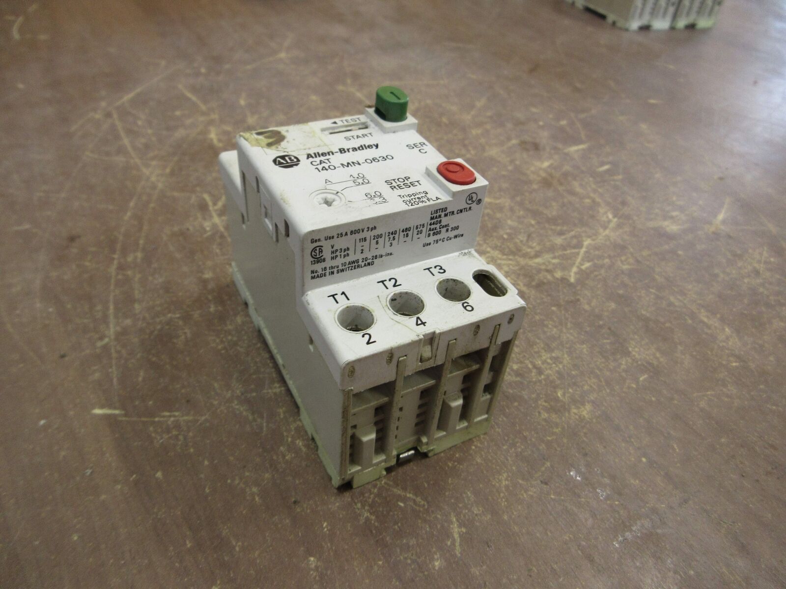 Allen-Bradley Manual Starter 140-MN-0630 Ser. C Trip: 4.0-6.3A Used