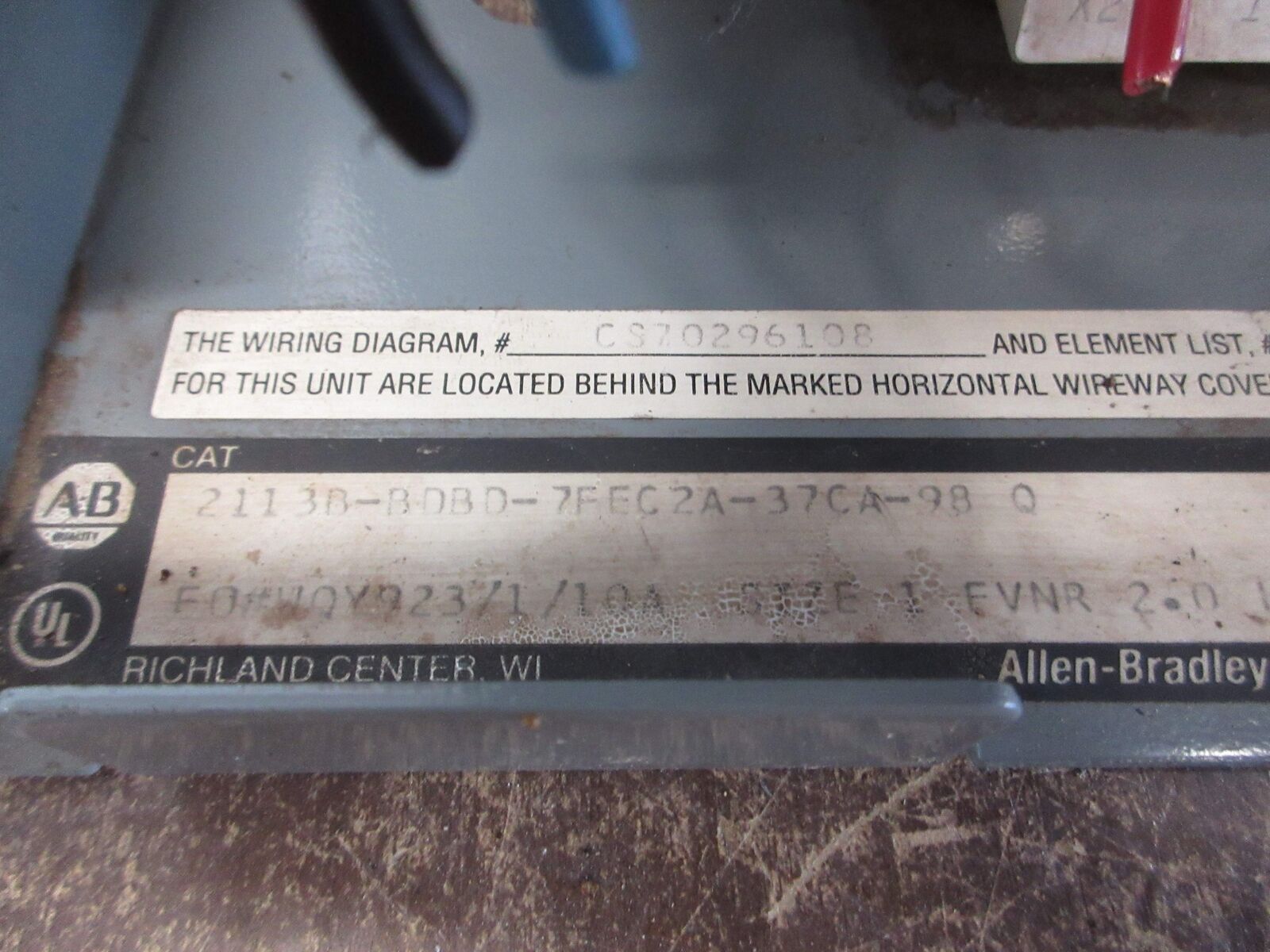 Allen-Bradley Size 1 MCC Bucket 2113B-BDBD-7FEC2A-37CA-98 Q 480V 3Ph 60Hz Used