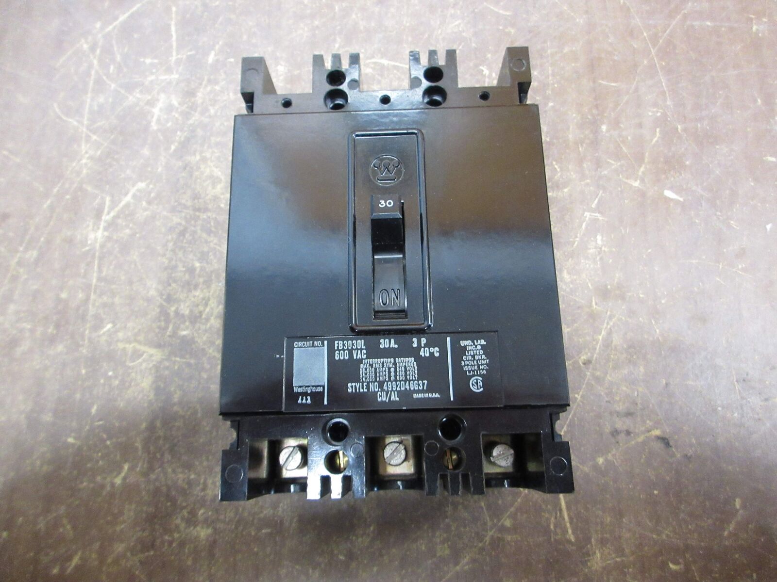 Westinghouse AB De-Ion Circuit Breaker FB3030L 30A 600V 3P New Surplus