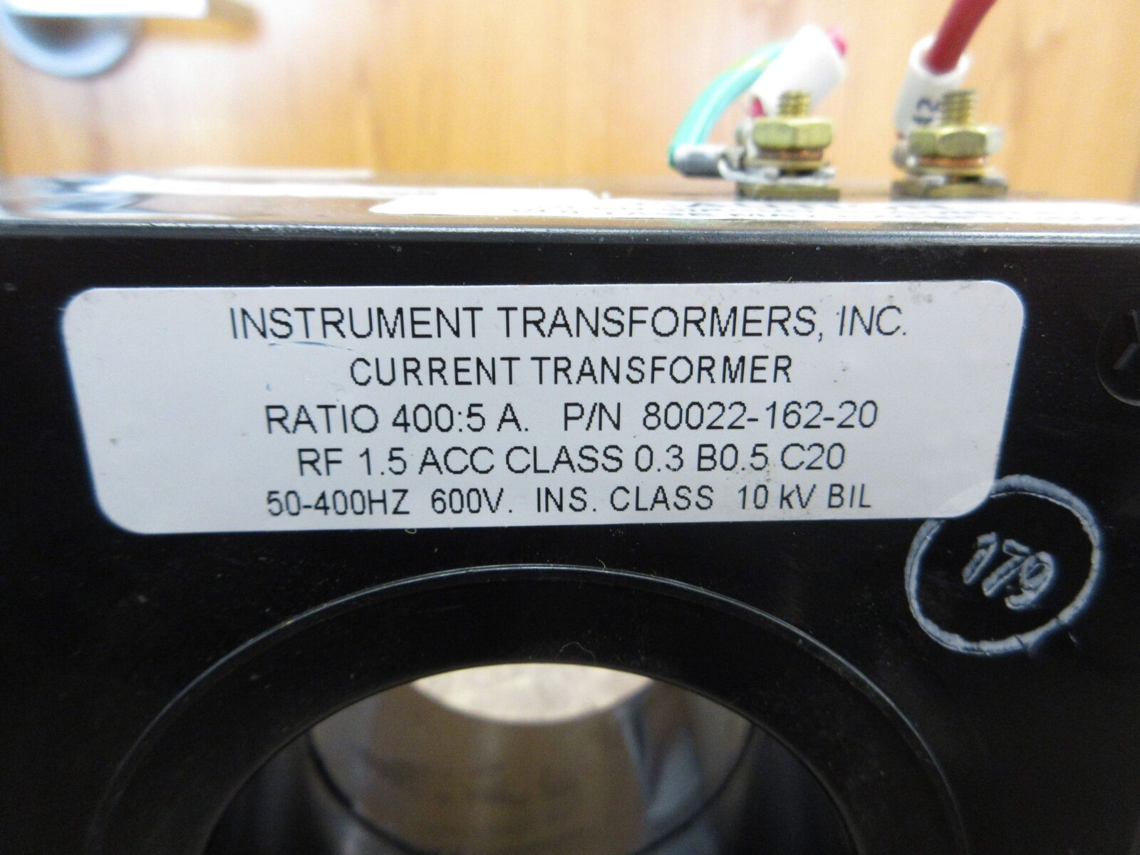 Instrument Transformers Current Transformer 80022-162-20 Ratio 400:5A 600V Used