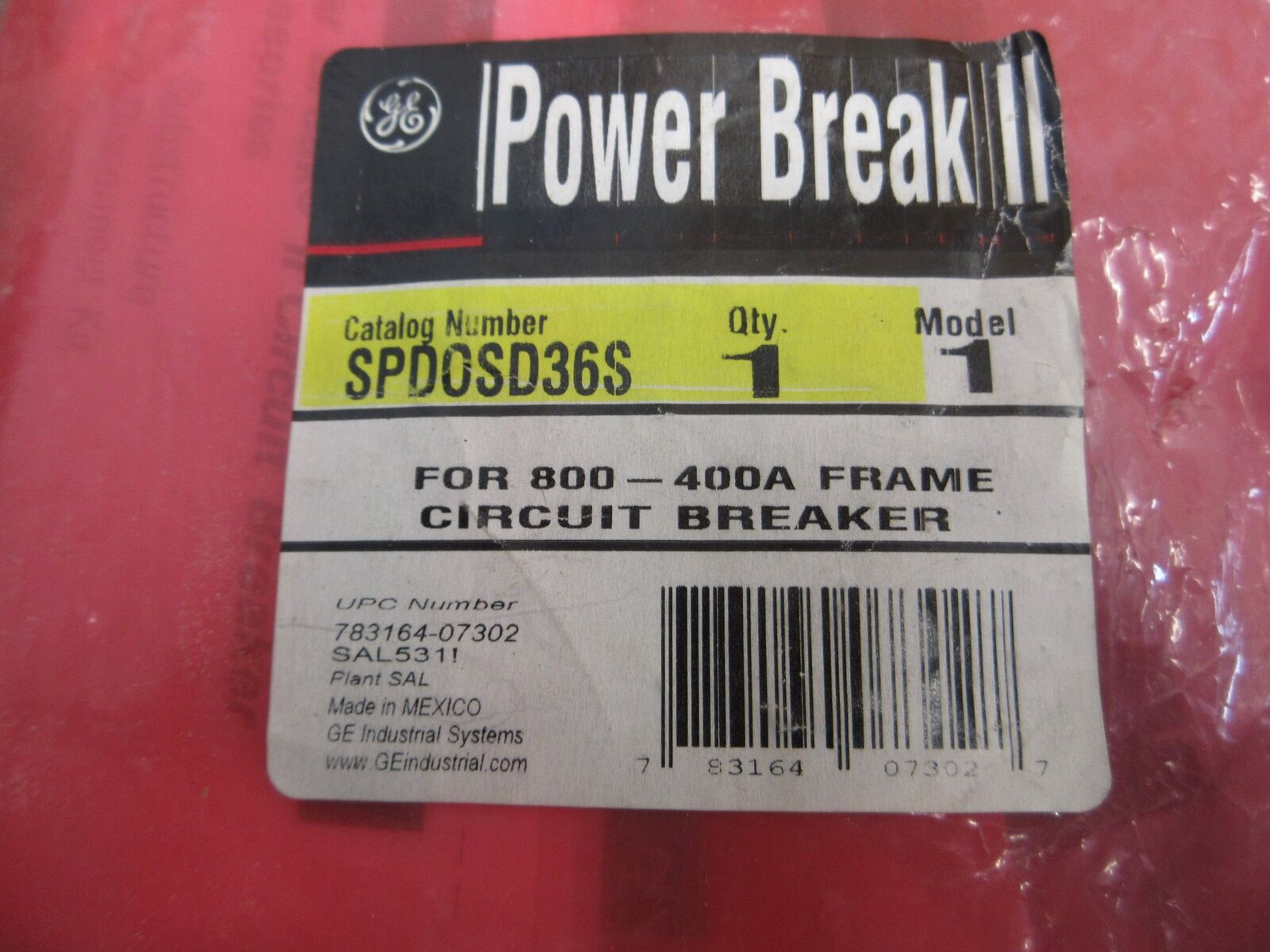 GE Power Break II Substructure SPD0SD36S For 800-400A Frame New Surplus