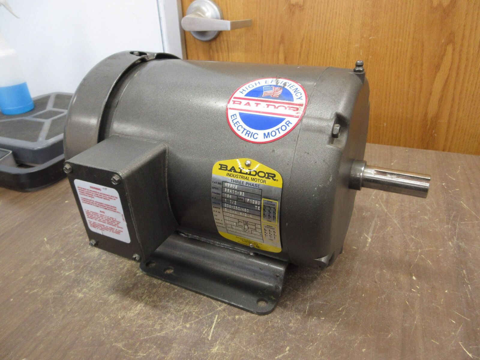 Baldor Motor M3606 1.5HP 1800RPM 208/230/460V 5.2-4.8/2.4A 60Hz 3Ph Used