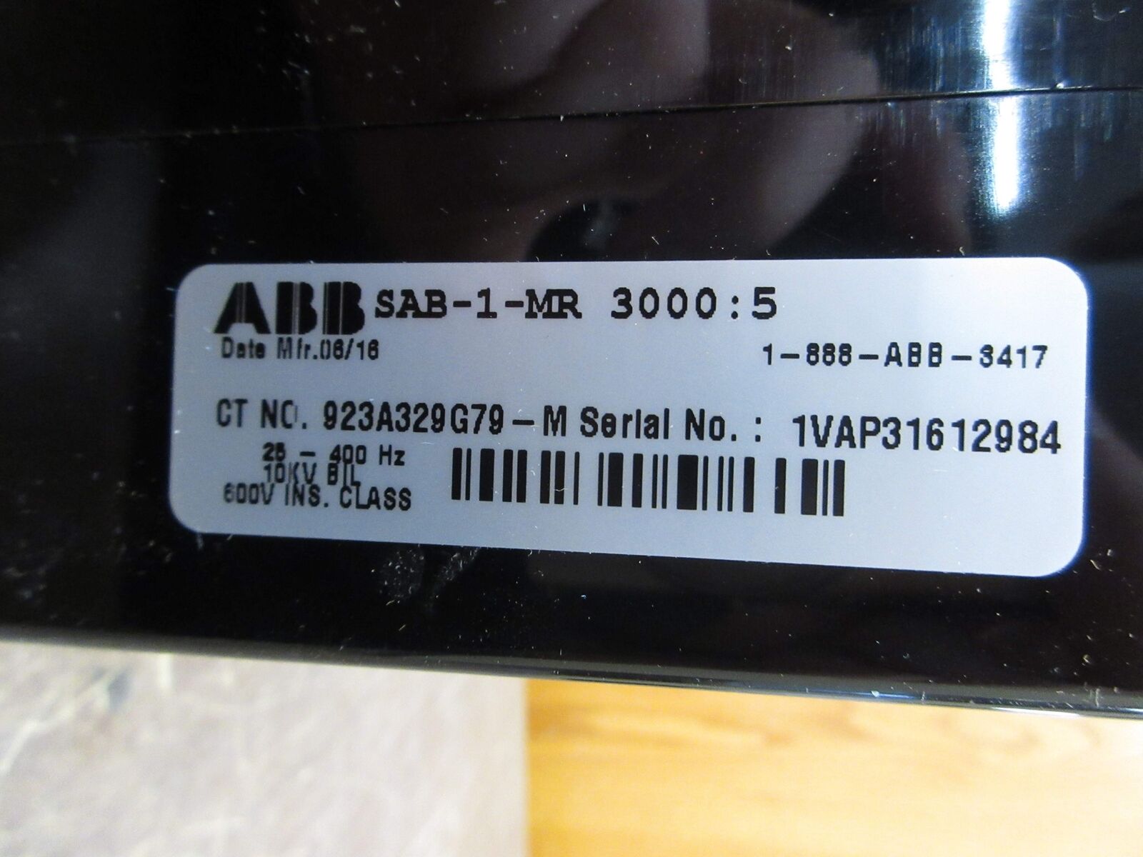 ABB SAB-1-MR Current Transformer 923A329G79 Ratio 3000:5A 600V 25-400Hz 10kV BIL