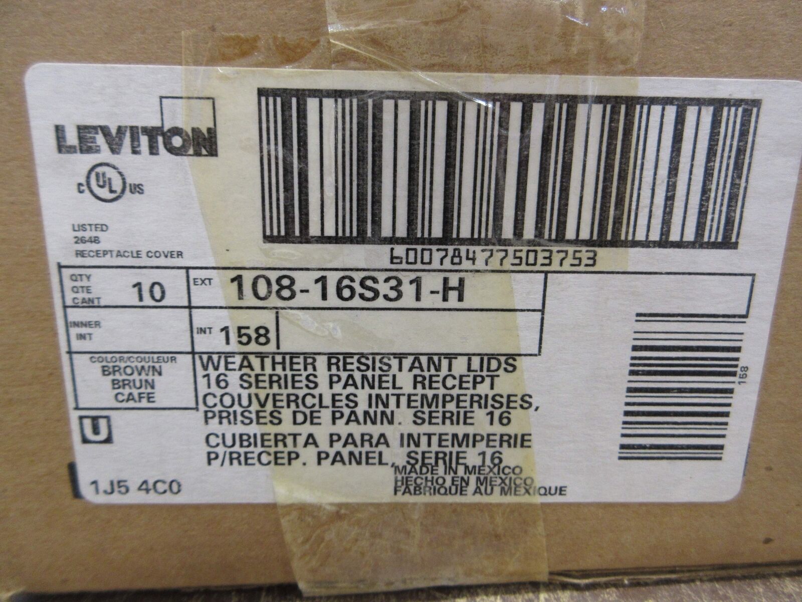 Leviton Nema 3R Receptacle Enclosure 108-16S31-H *Box of 10* New Surplus