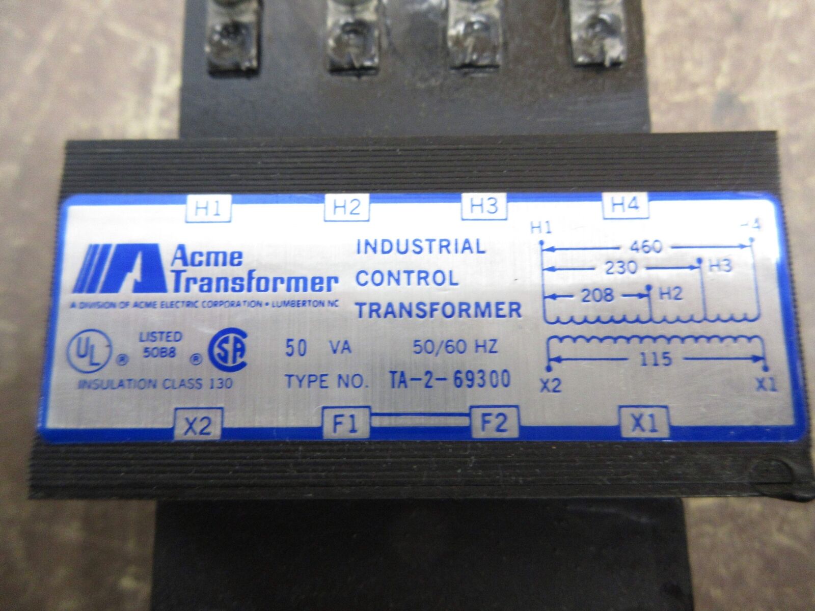 Acme Transformer Control Transformer TA-2-69300 50VA Pri: 208/230/460V Used