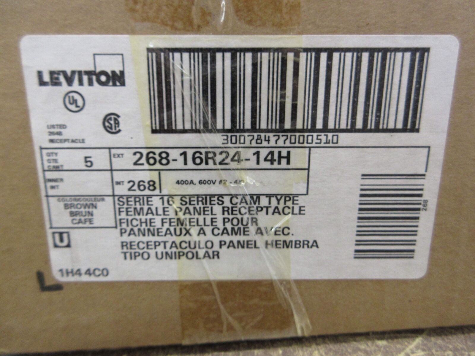 Leviton Female Panel Receptacle 268-16R24-14H 400A 600V *Box of 5* New Surplus