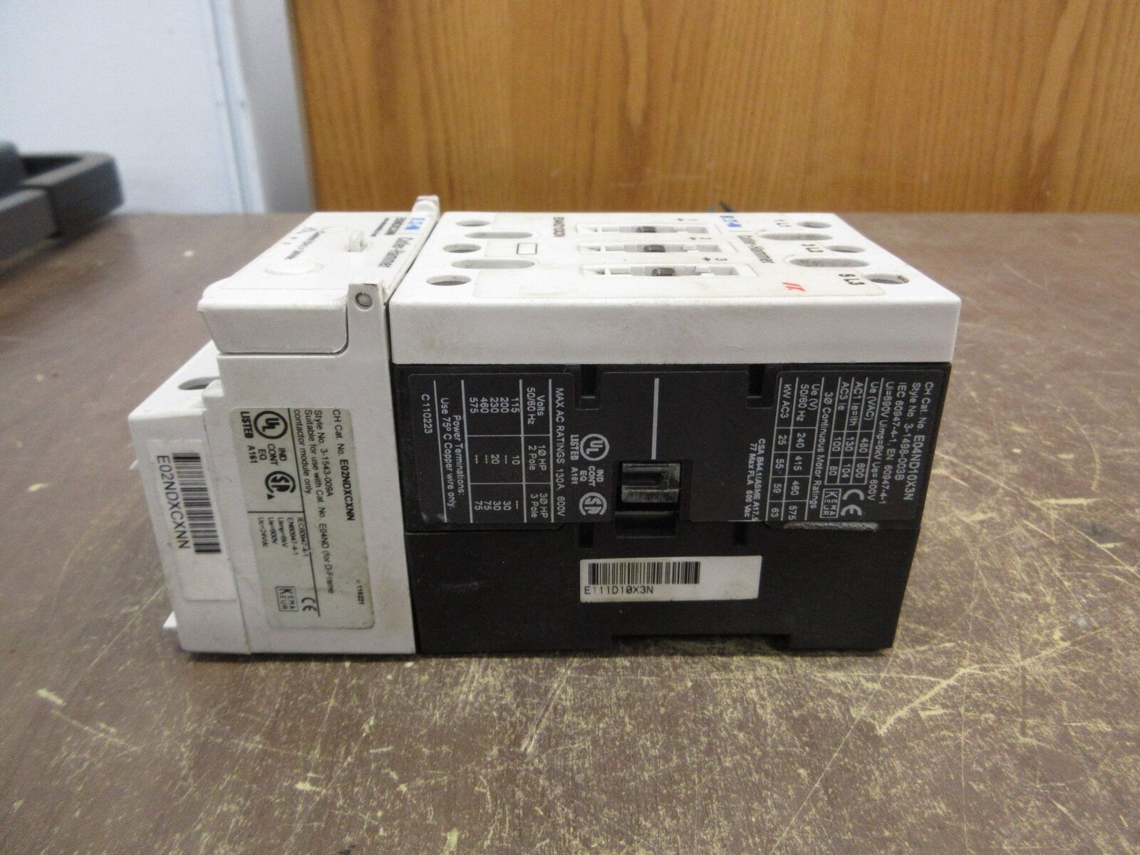 Eaton Contactor E04ND10X3N 24VDC Coil 130A 600V Used